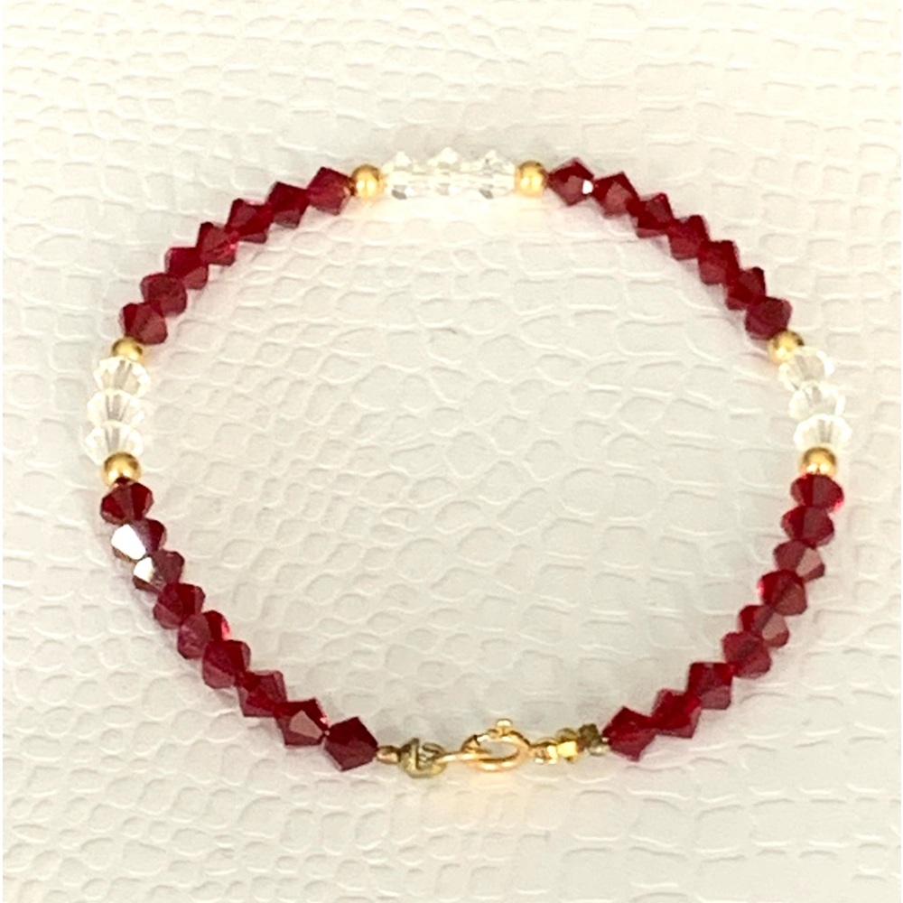 Pretty 14k Solid Gold With Red Ruby & Clear Auror… - image 5